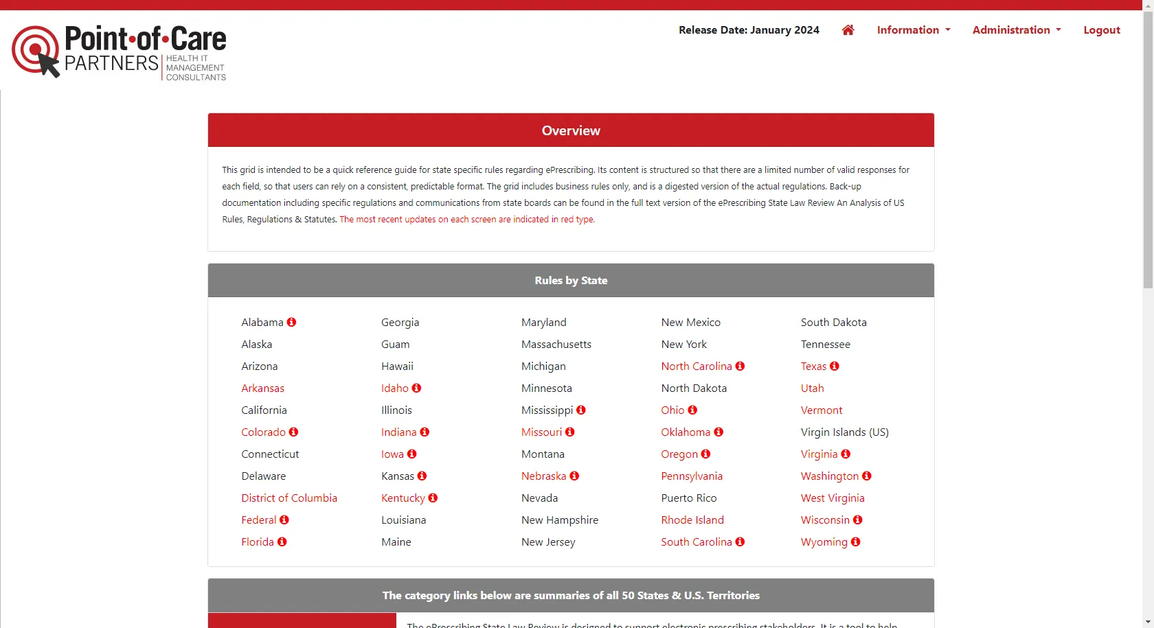 POCP Portal Home Screen